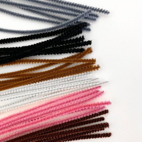 Retro Pipe Cleaners Mixed Pack of Chenille Stems ~ 3mm ~ Woodland Mix